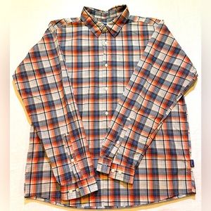 Mens Patagonia Long Sleeve Plaid Organic Cotton  Button Down Shirt Pocket Large